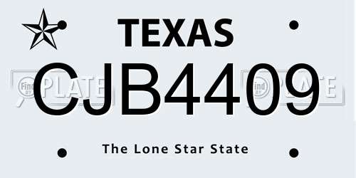 CJB4409 Texas License Plate