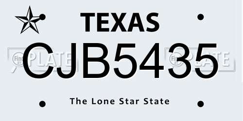 CJB5435 Texas License Plate
