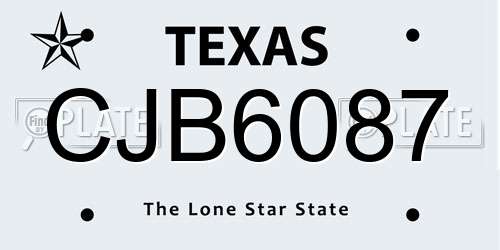 CJB6087 Texas License Plate