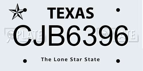 CJB6396 Texas License Plate