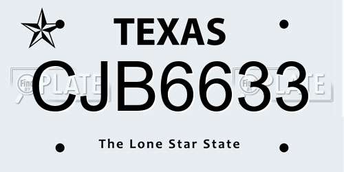 CJB6633 Texas License Plate