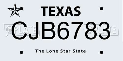 CJB6783 Texas License Plate