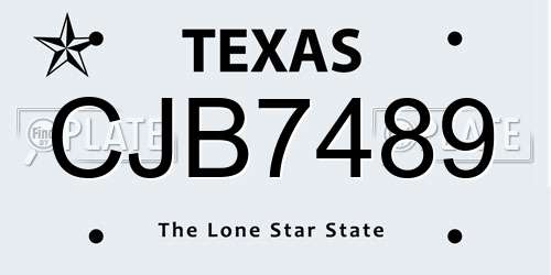CJB7489 Texas License Plate