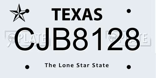 CJB8128 Texas License Plate