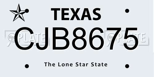 CJB8675 Texas License Plate