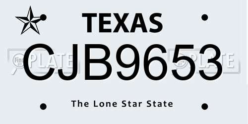 CJB9653 Texas License Plate
