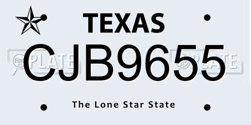 CJB9655 Texas License Plate