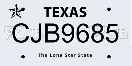 CJB9685 Texas License Plate