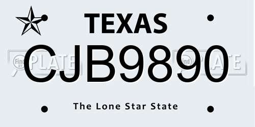 CJB9890 Texas License Plate