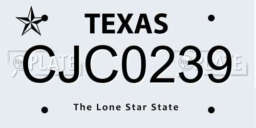 CJC0239 Texas License Plate