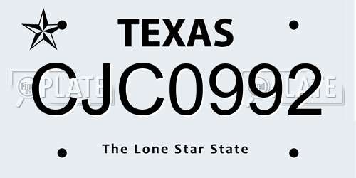 CJC0992 Texas License Plate