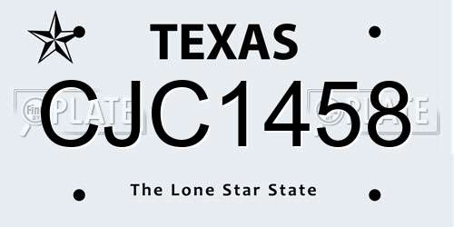 CJC1458 Texas License Plate