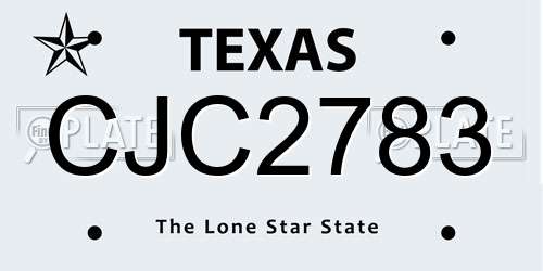 CJC2783 Texas License Plate