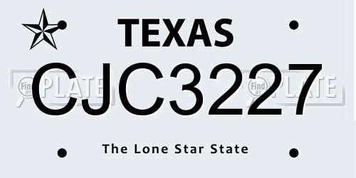 CJC3227 Texas License Plate