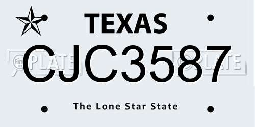 CJC3587 Texas License Plate