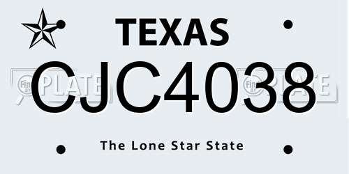 CJC4038 Texas License Plate