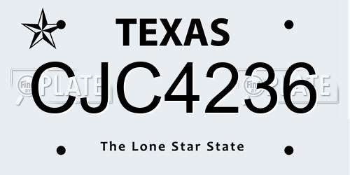 CJC4236 Texas License Plate