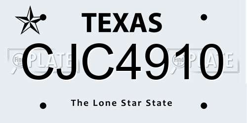 CJC4910 Texas License Plate