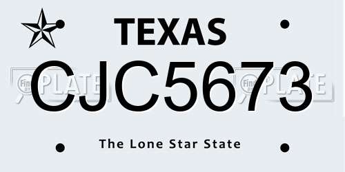 CJC5673 Texas License Plate
