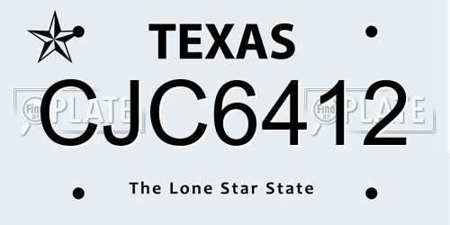 CJC6412 Texas License Plate