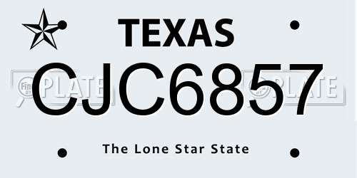CJC6857 Texas License Plate