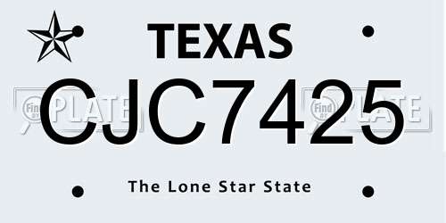 CJC7425 Texas License Plate