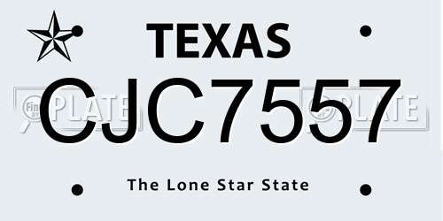 CJC7557 Texas License Plate