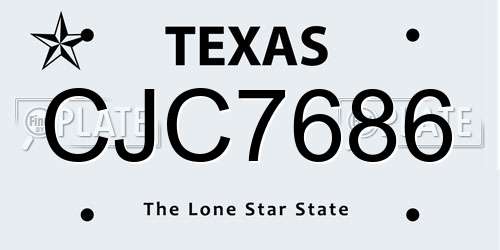 CJC7686 Texas License Plate