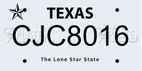 CJC8016 Texas License Plate