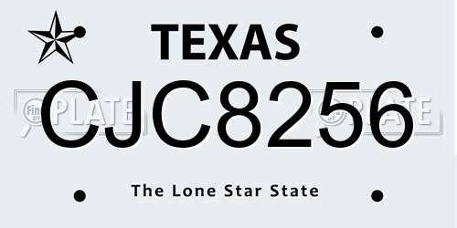CJC8256 Texas License Plate