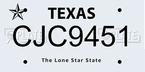 CJC9451 Texas License Plate