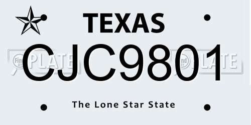 CJC9801 Texas License Plate