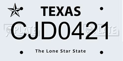 CJD0421 Texas License Plate