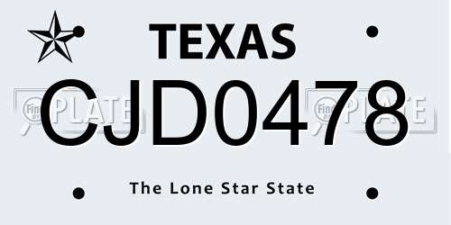 CJD0478 Texas License Plate