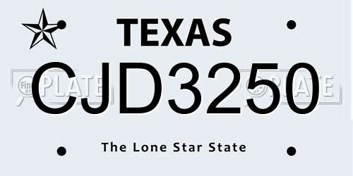 CJD3250 Texas License Plate