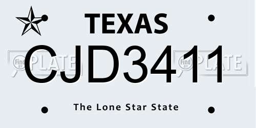 CJD3411 Texas License Plate