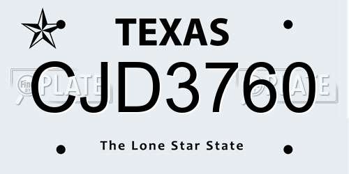 CJD3760 Texas License Plate