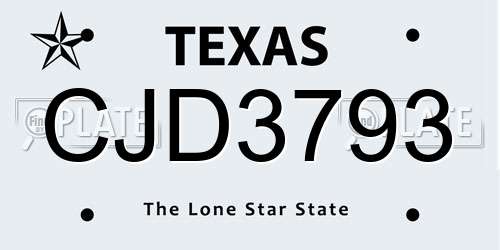 CJD3793 Texas License Plate