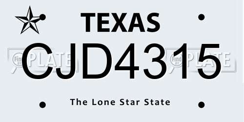 CJD4315 Texas License Plate