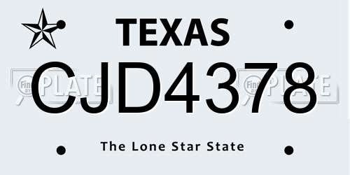 CJD4378 Texas License Plate