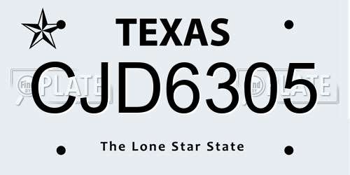 CJD6305 Texas License Plate