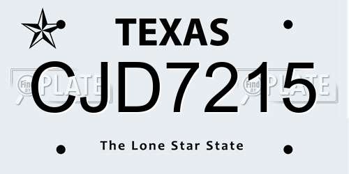 CJD7215 Texas License Plate