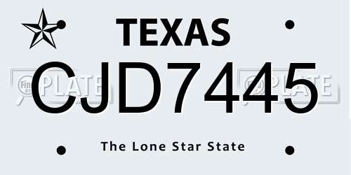 CJD7445 Texas License Plate