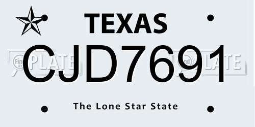 CJD7691 Texas License Plate