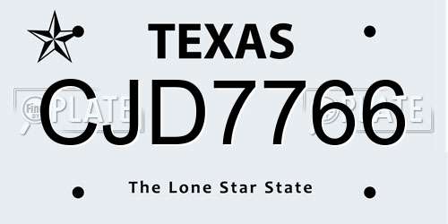CJD7766 Texas License Plate