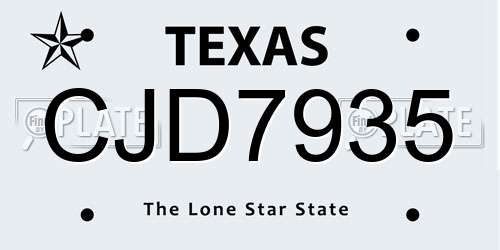 CJD7935 Texas License Plate