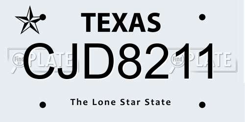 CJD8211 Texas License Plate
