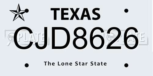CJD8626 Texas License Plate