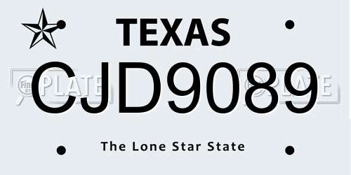 CJD9089 Texas License Plate