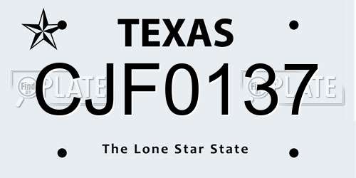 CJF0137 Texas License Plate